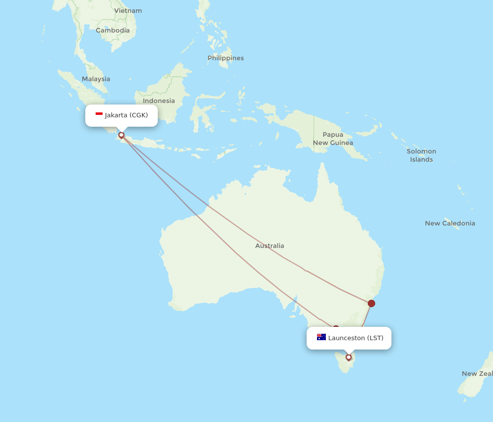 LST to CGK flights and routes map