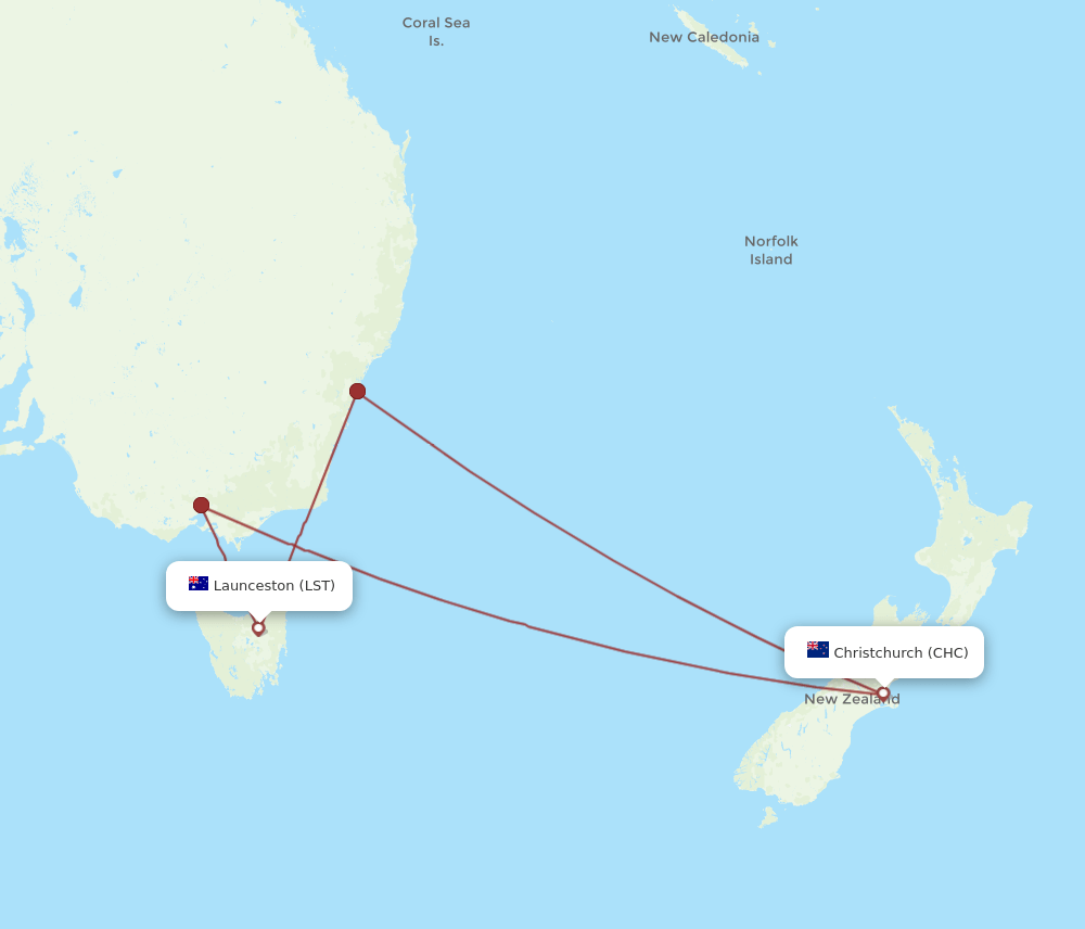LST-CHC flight routes