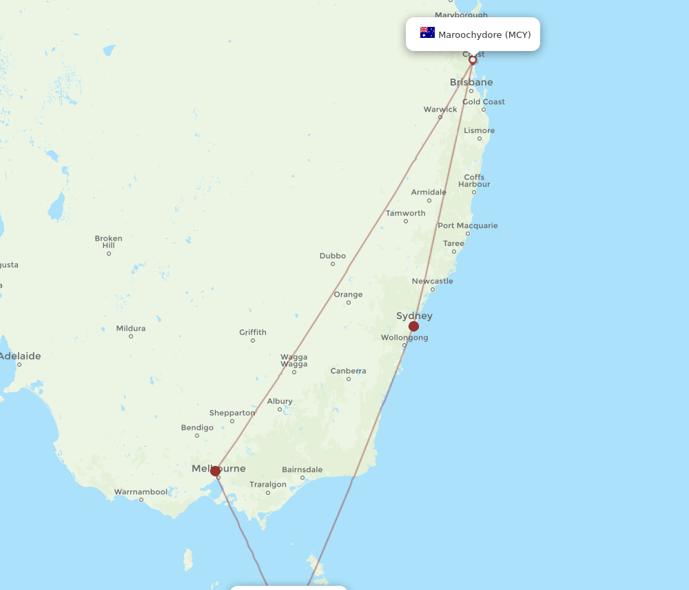 LST to MCY flights and routes map