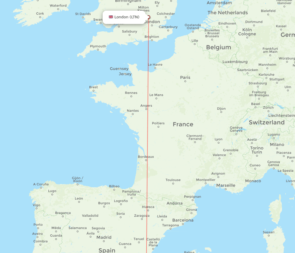 London - Alicante route map and flight paths