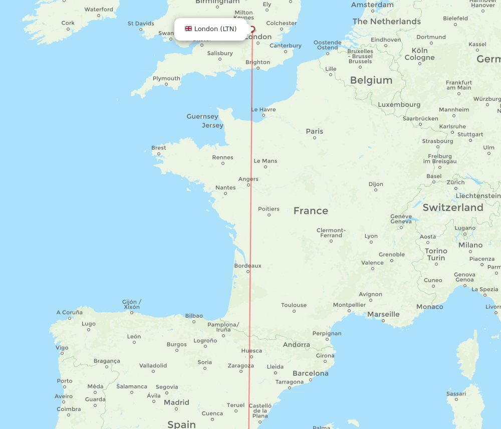 LTN to ALC flights and routes map