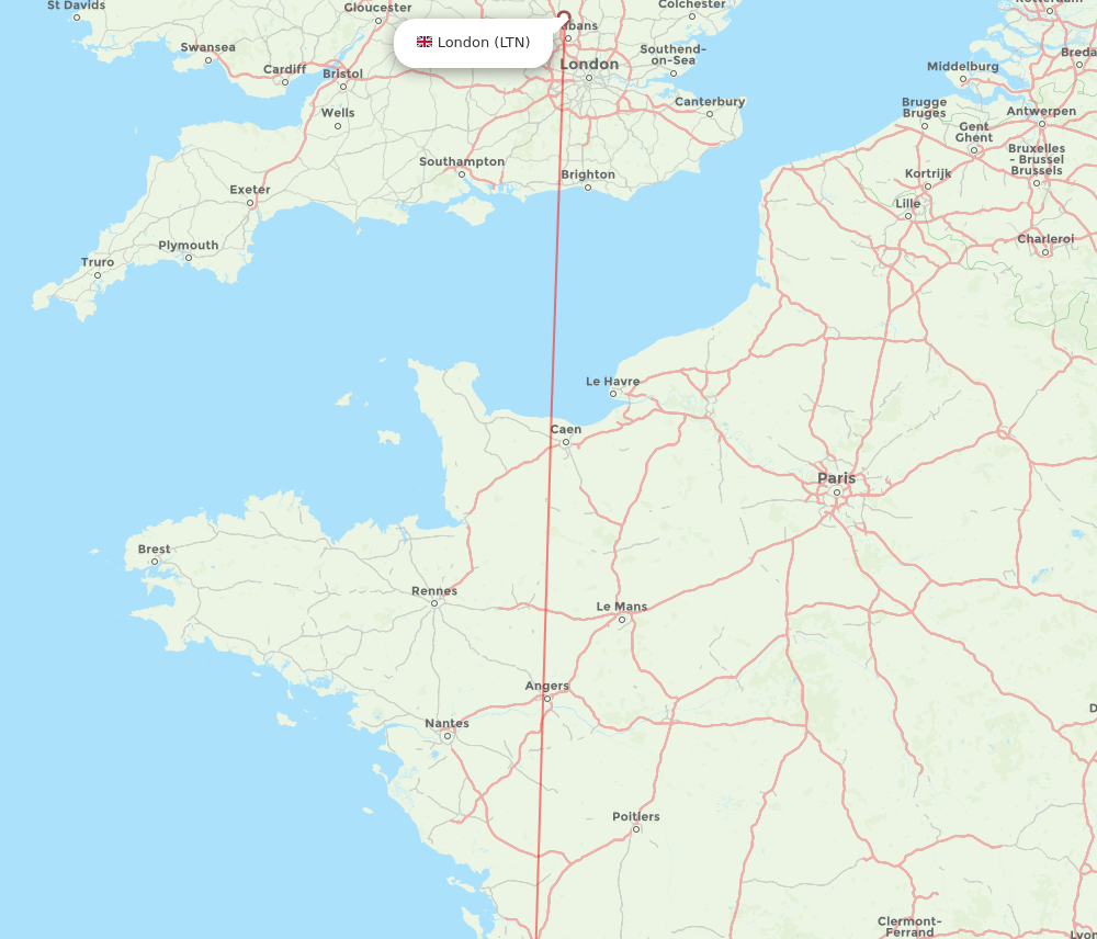 London - Bordeaux route map and flight paths