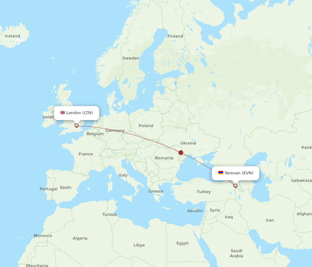 LTN-EVN flight routes