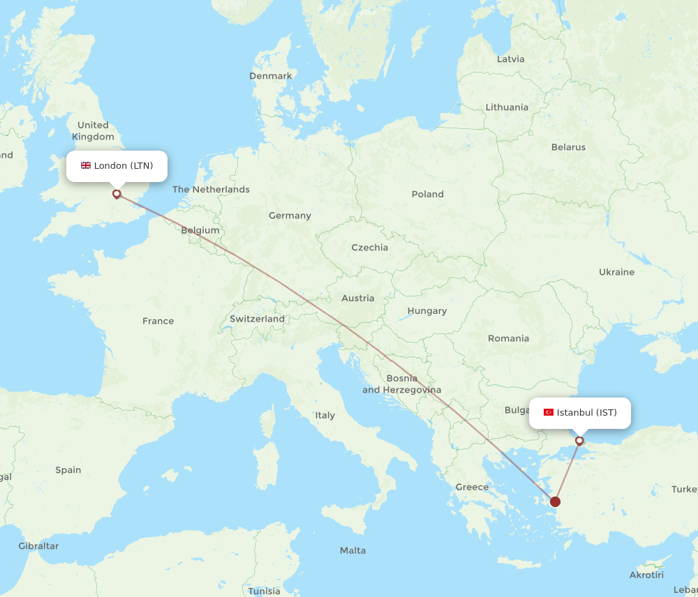 LTN-IST flight routes