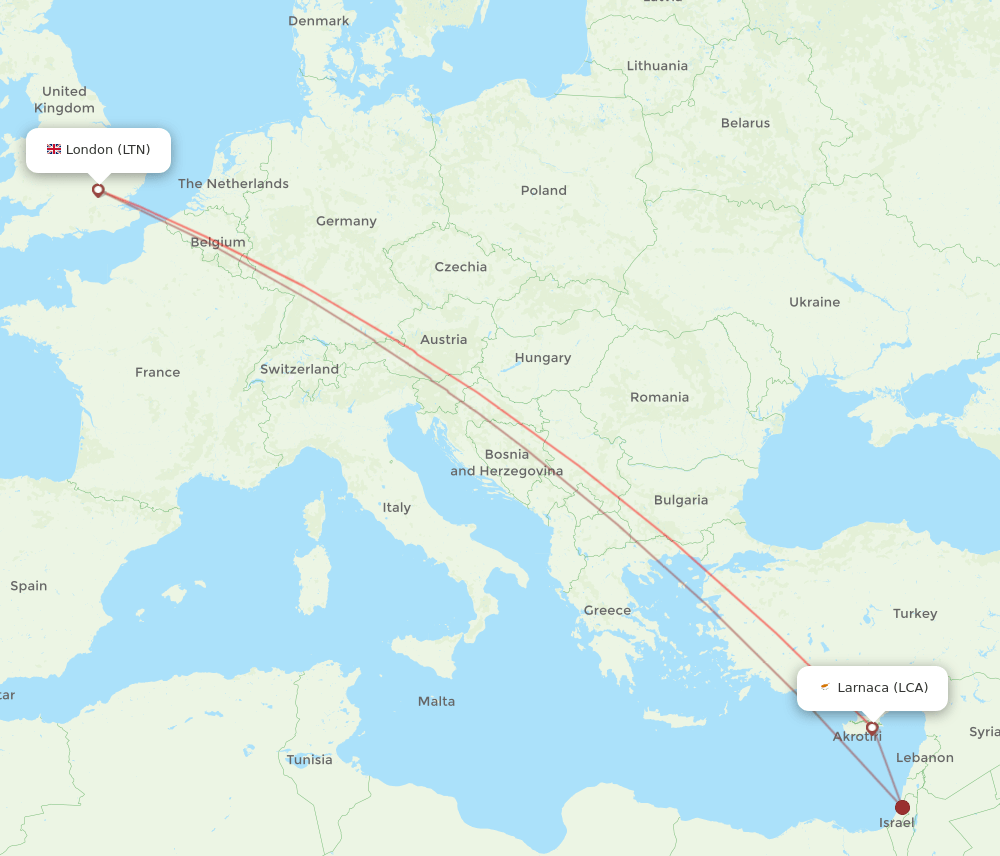 LTN-LCA flight routes