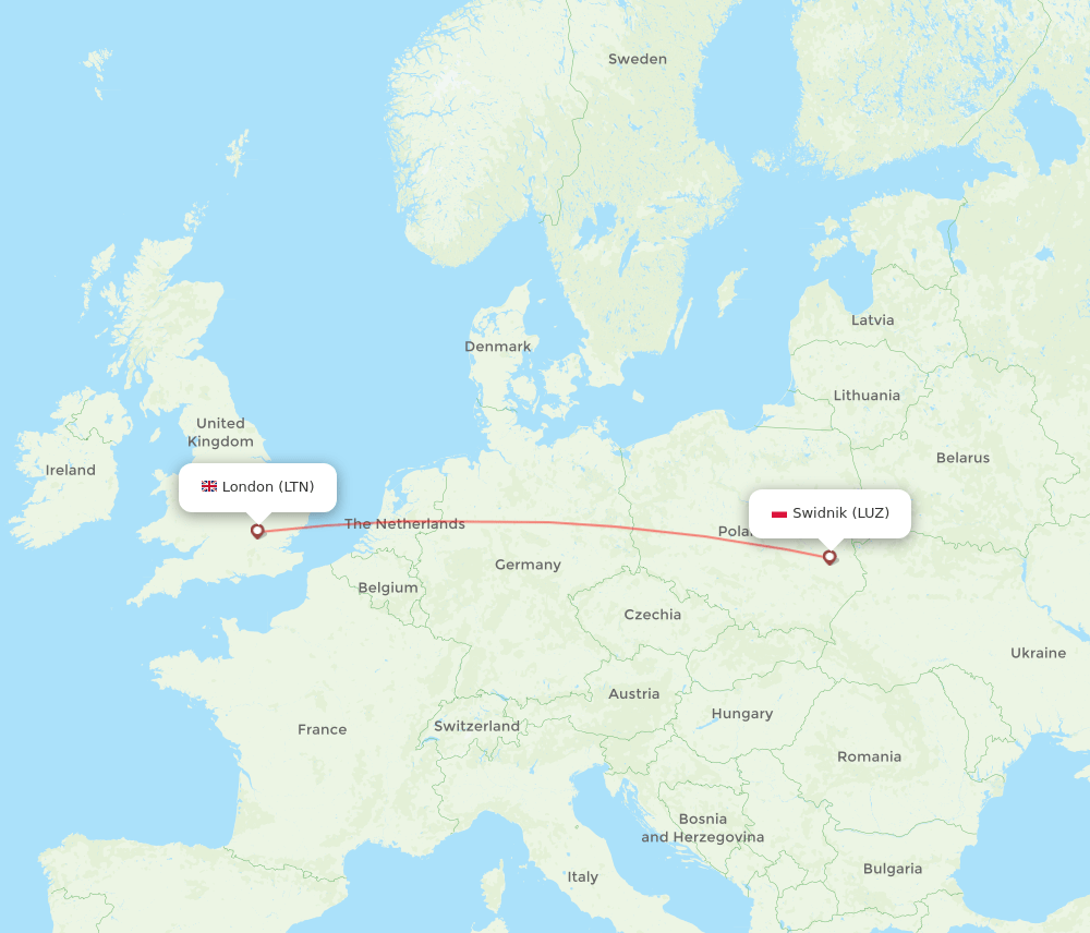 London - Swidnik route map and flight paths
