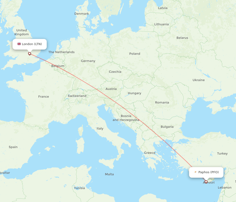 LTN to PFO flights and routes map