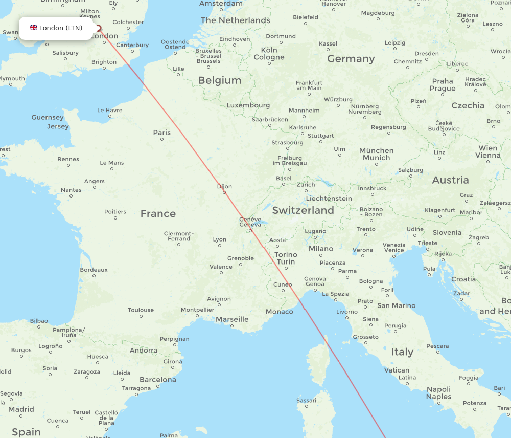 LTN to PMO flights and routes map