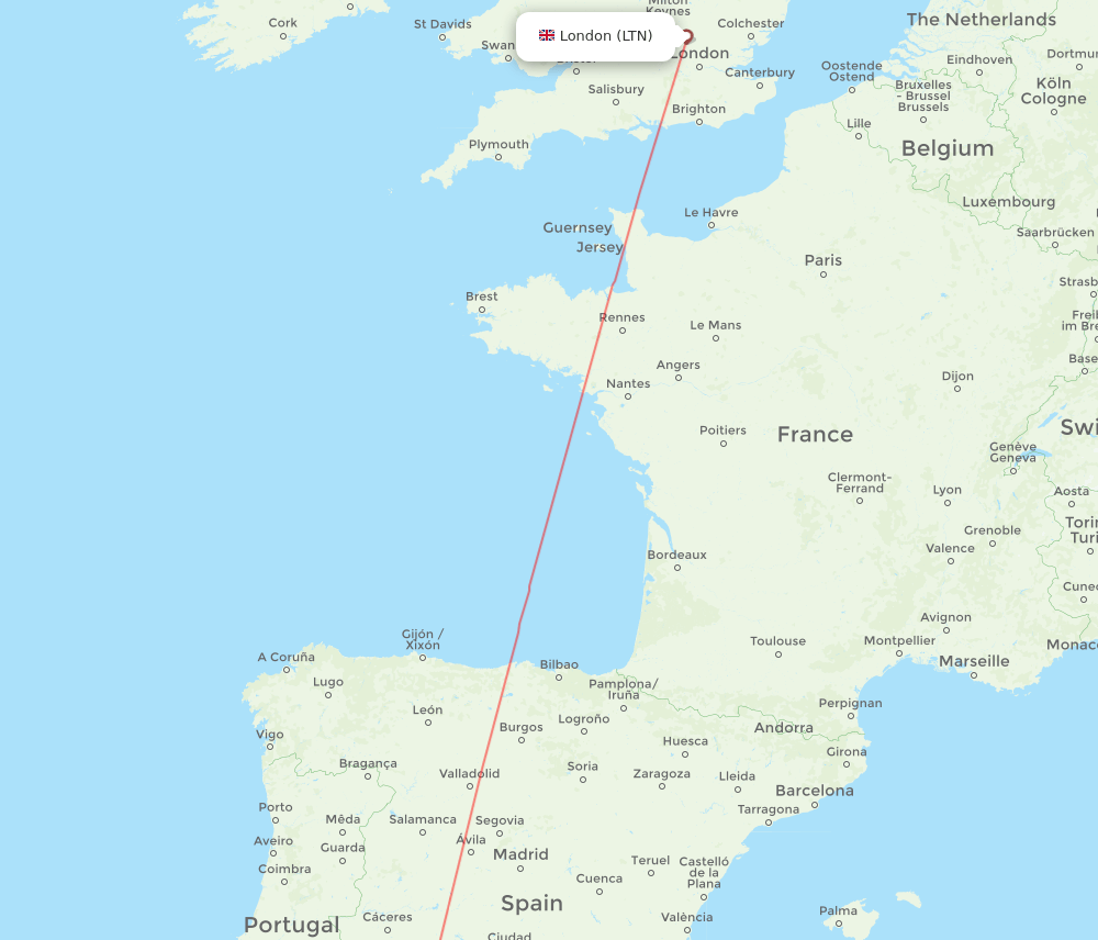London - Sevilla route map and flight paths