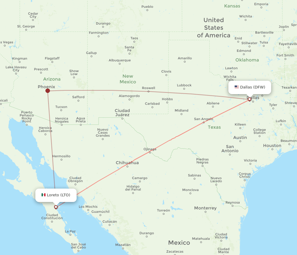 LTO-DFW flight routes
