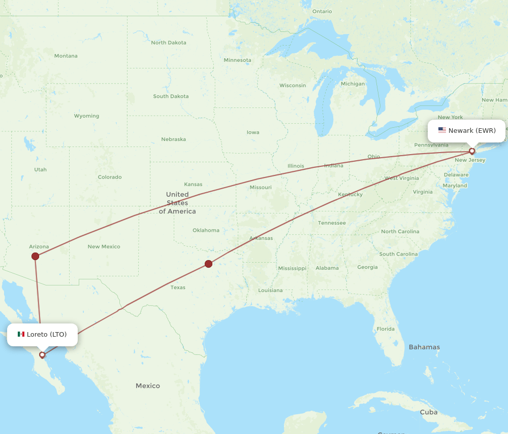 LTO-EWR flight routes