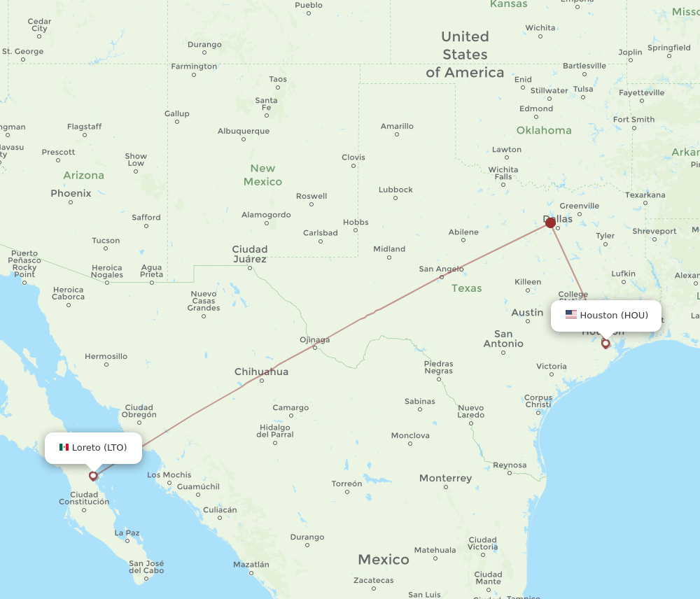 LTO-HOU flight routes