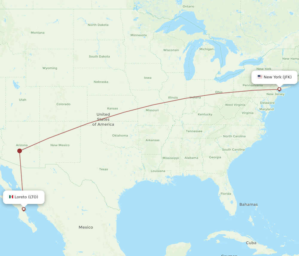 LTO-JFK flight routes