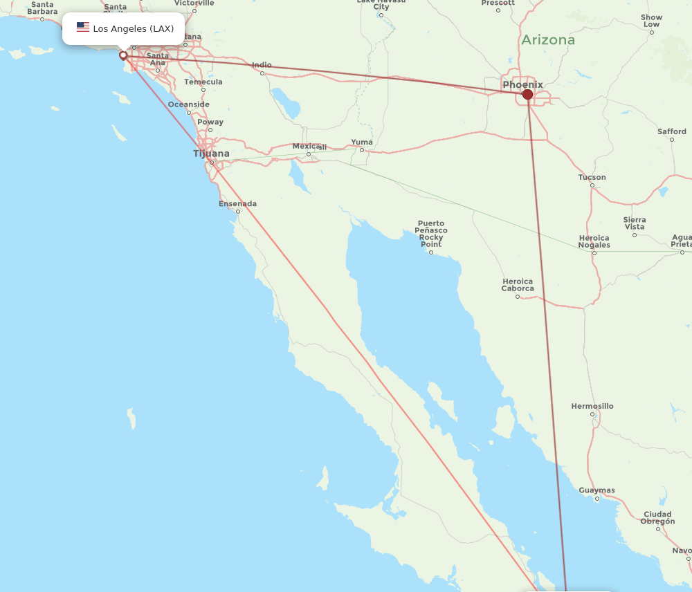 LTO-LAX flight routes