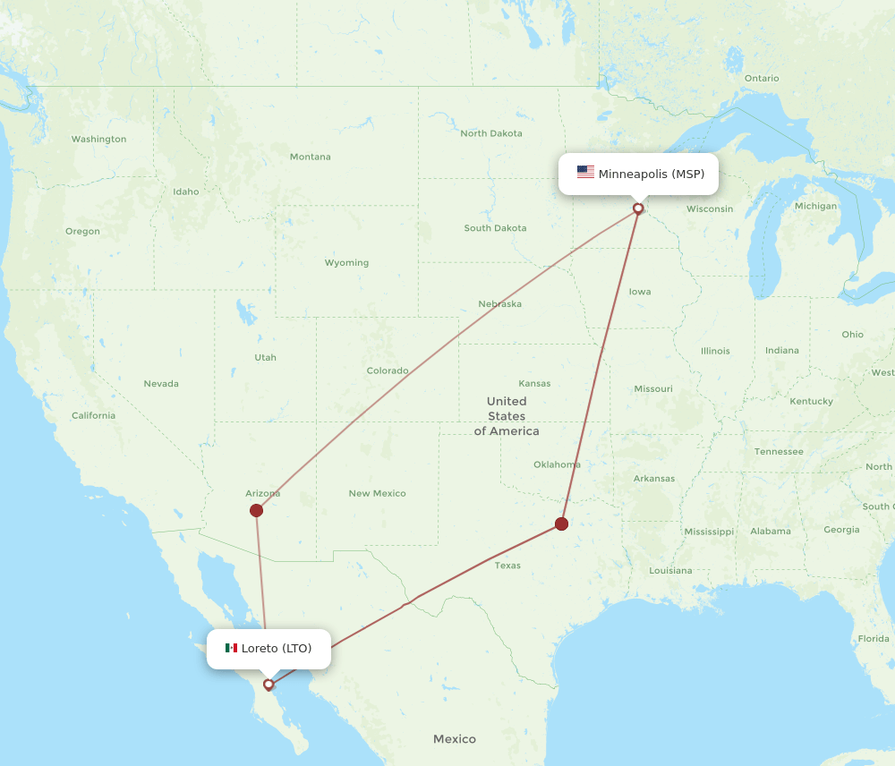 LTO-MSP flight routes