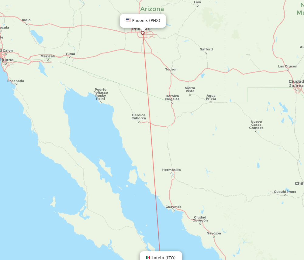 LTO-PHX flight routes