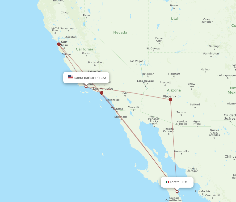 LTO-SBA flight routes