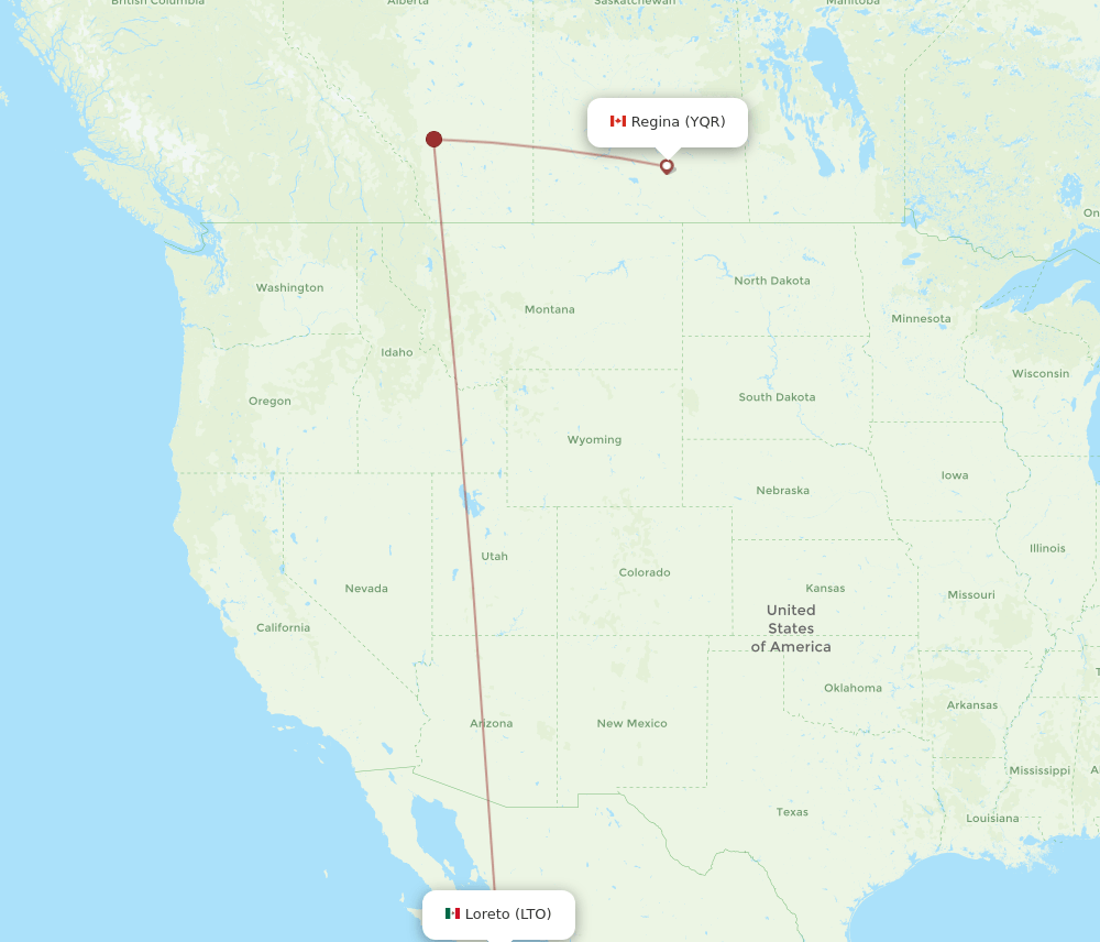 LTO-YQR flight routes