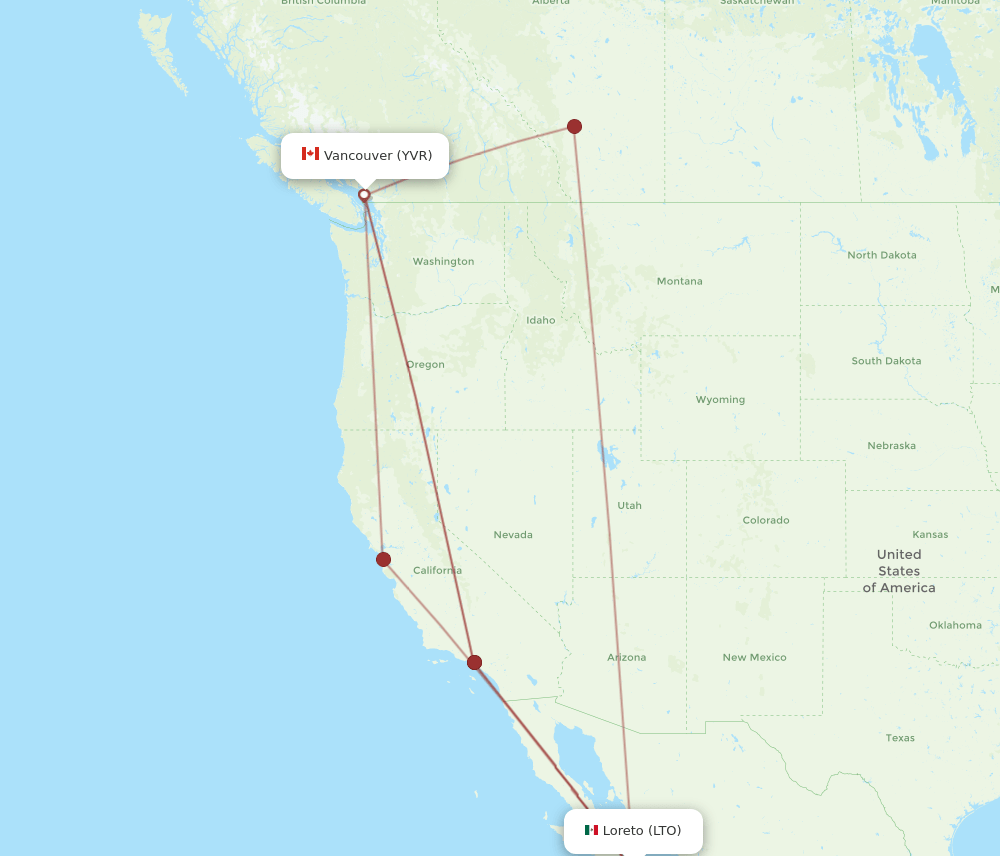 LTO-YVR flight routes