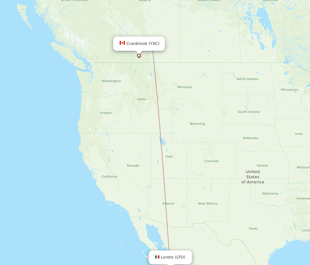 LTO-YXC flight routes