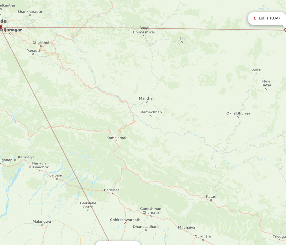 LUA to JKR flights and routes map