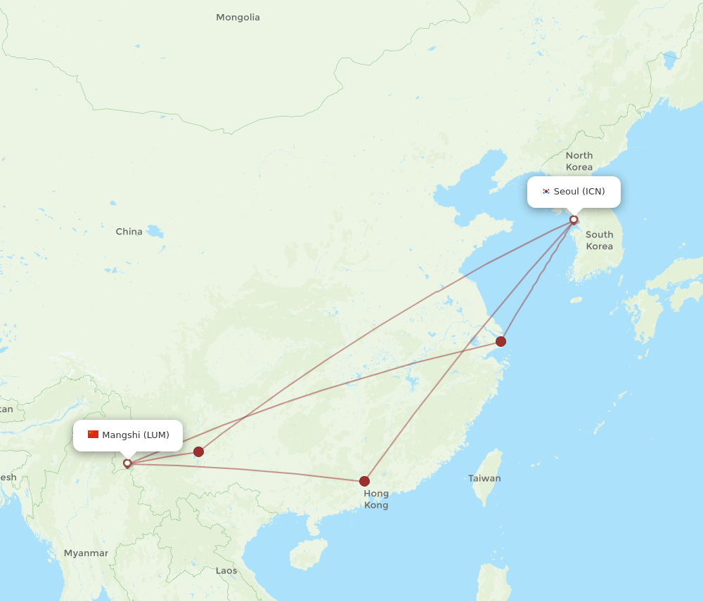 LUM-ICN flight routes