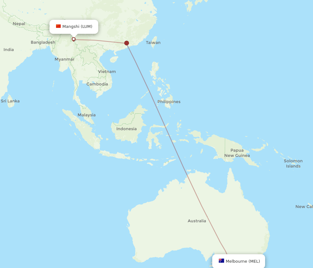 LUM-MEL flight routes