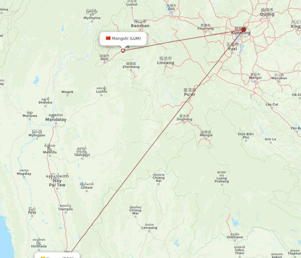 LUM-RGN flight routes