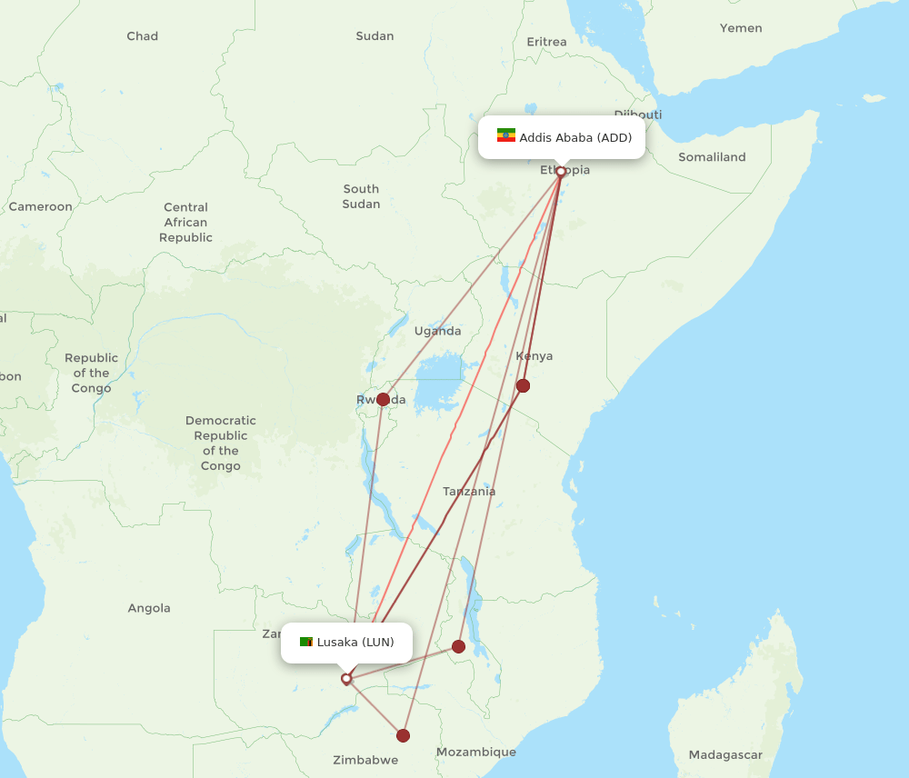 LUN-ADD flight routes