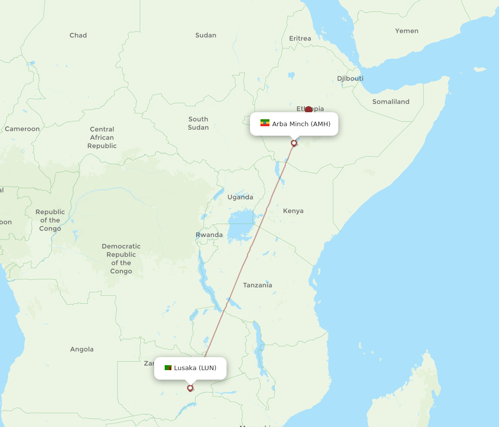LUN-AMH flight routes