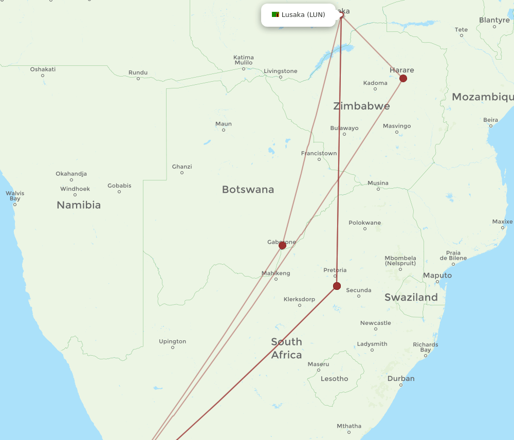 LUN-CPT flight routes