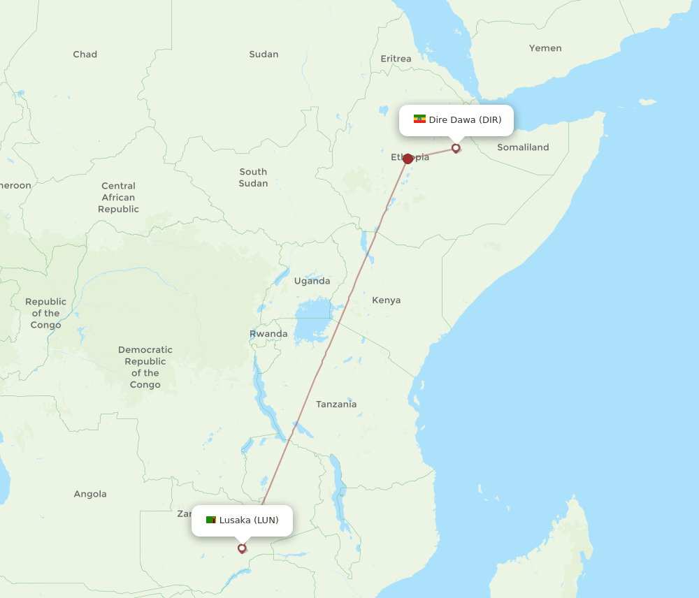 LUN-DIR flight routes