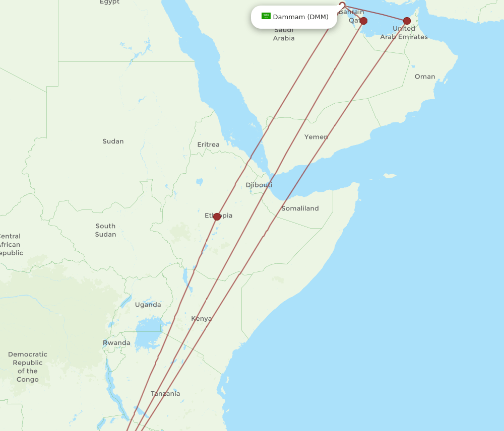 LUN-DMM flight routes