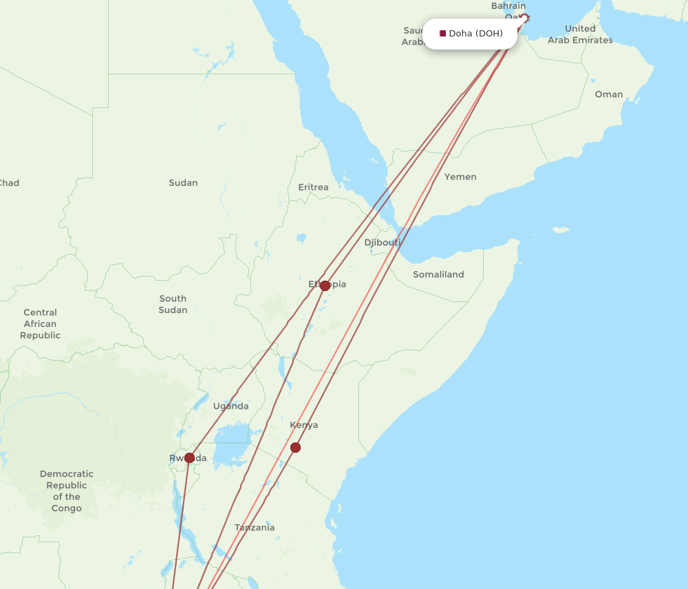 LUN-DOH flight routes