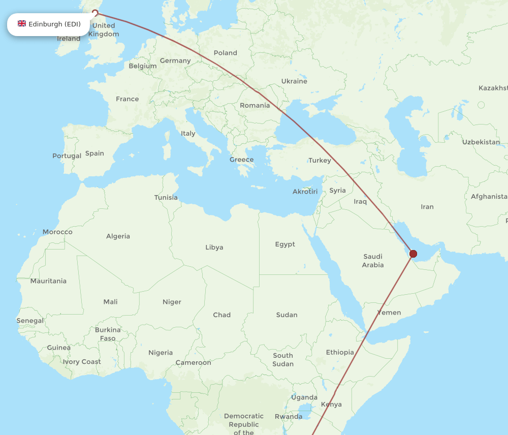 LUN-EDI flight routes