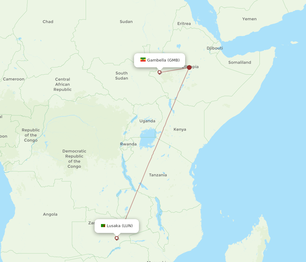 LUN-GMB flight routes