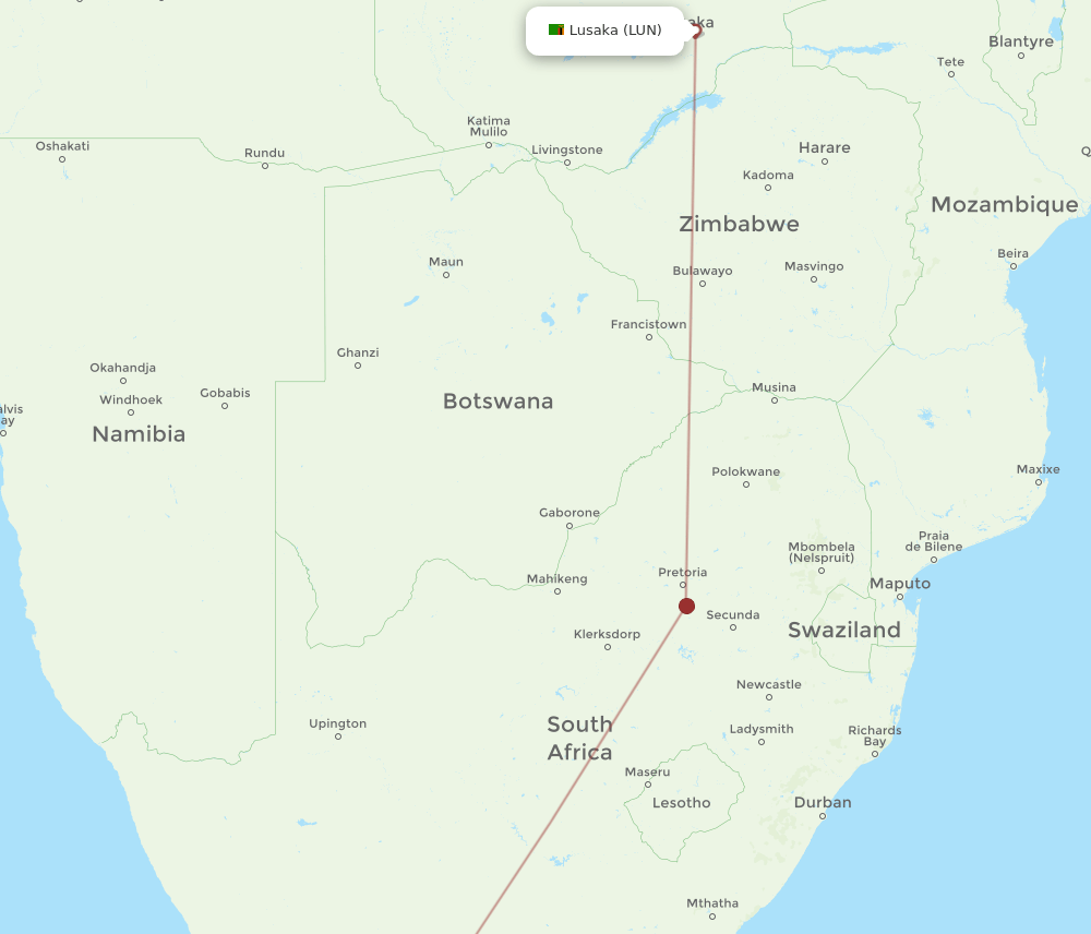 LUN-GRJ flight routes