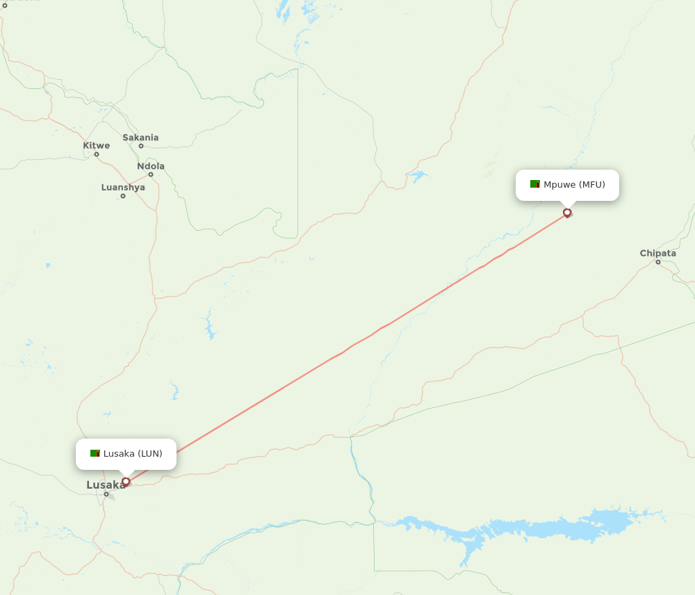 LUN to MFU flights and routes map