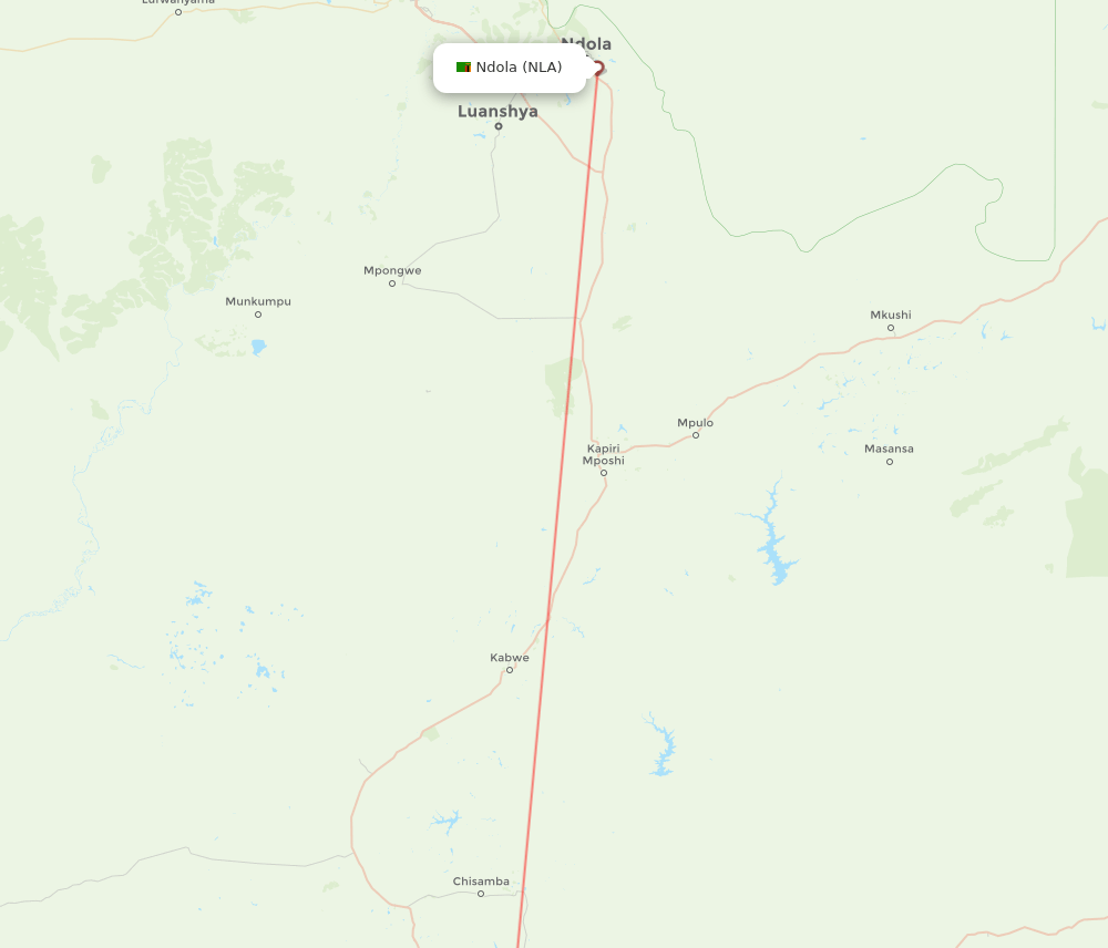 LUN to NLA flights and routes map