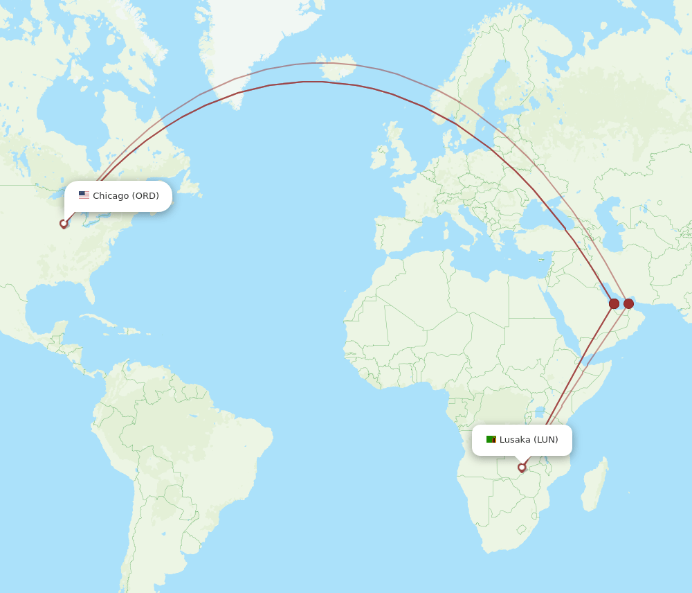 LUN-ORD flight routes