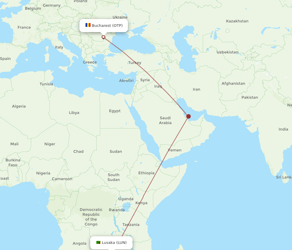 LUN-OTP flight routes
