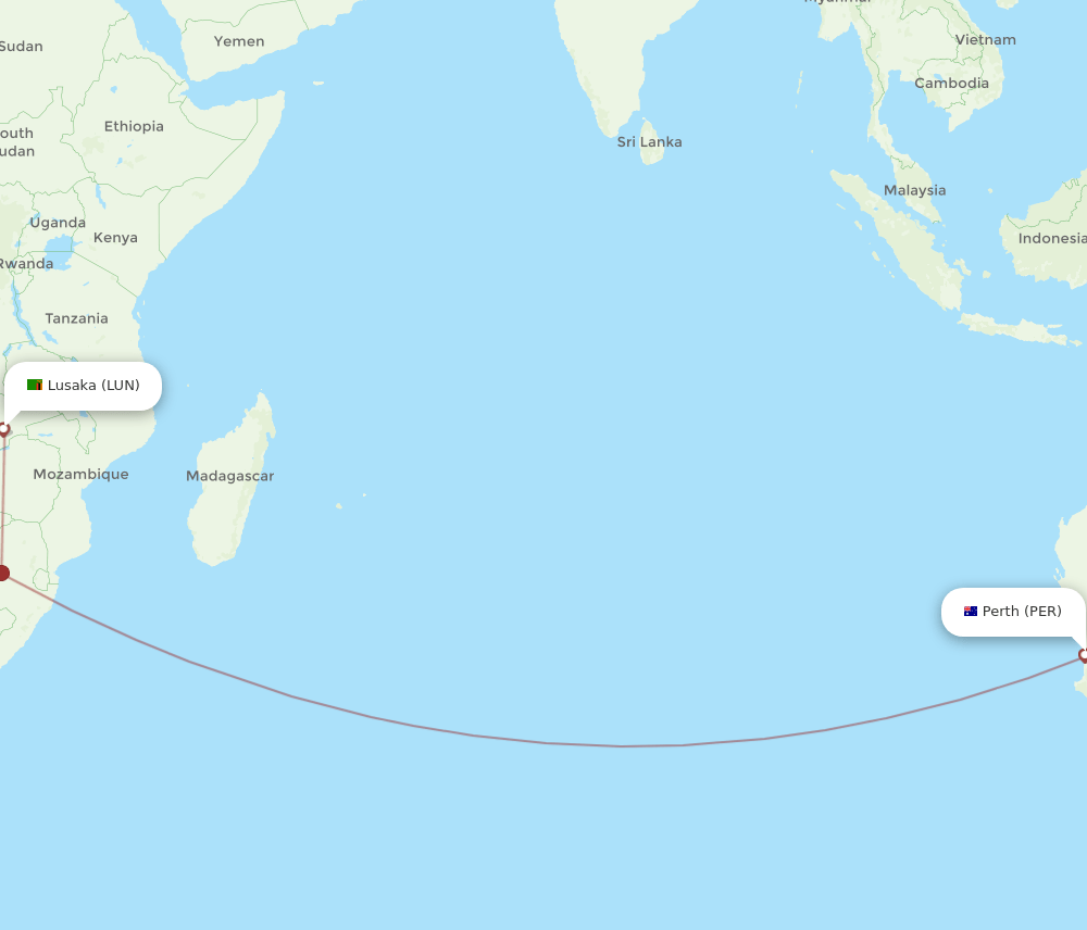 LUN-PER flight routes