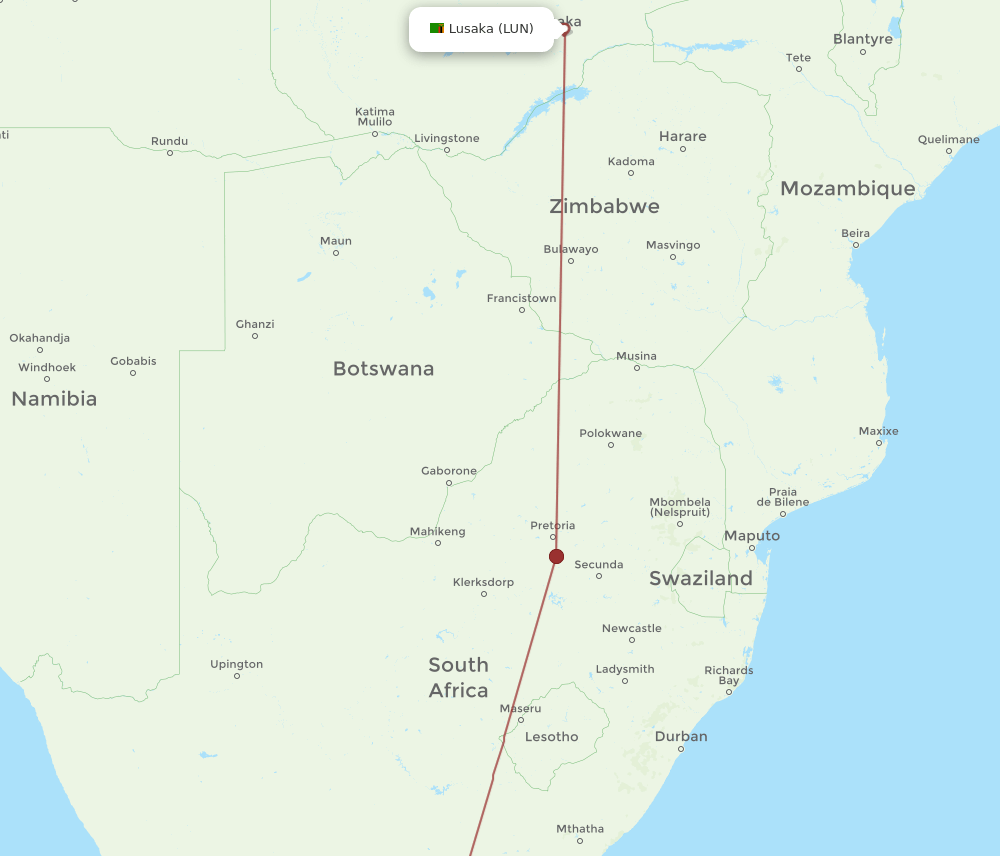 LUN-PLZ flight routes