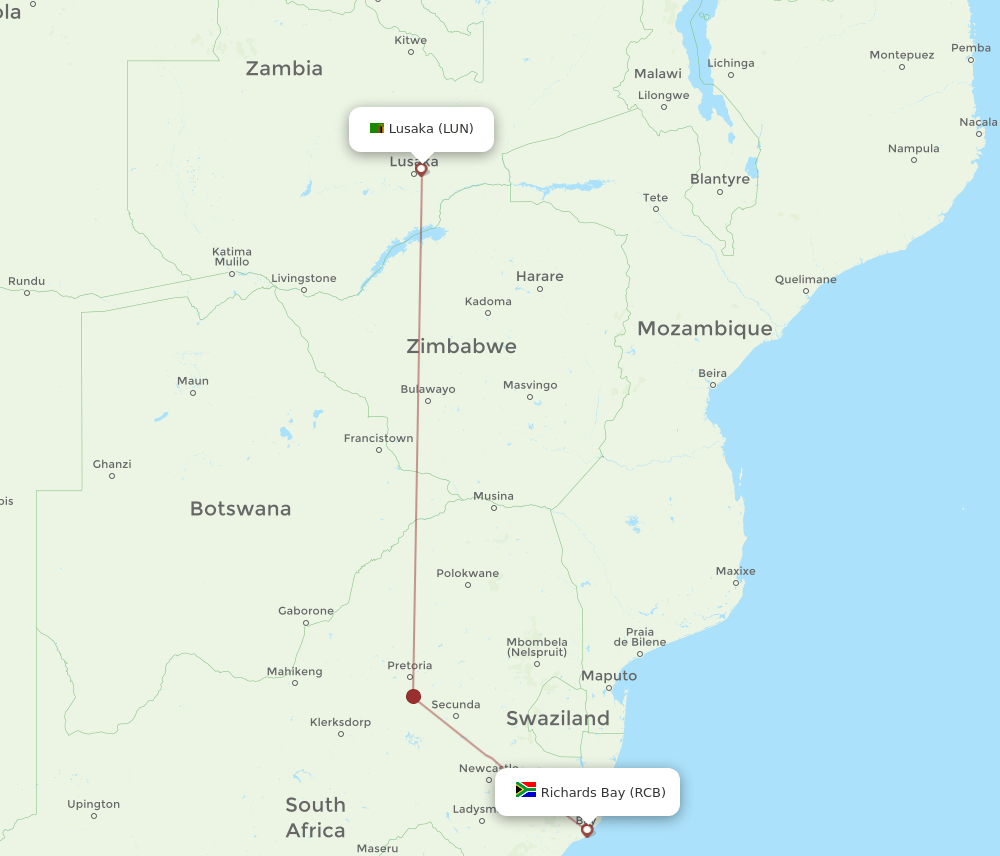 LUN-RCB flight routes