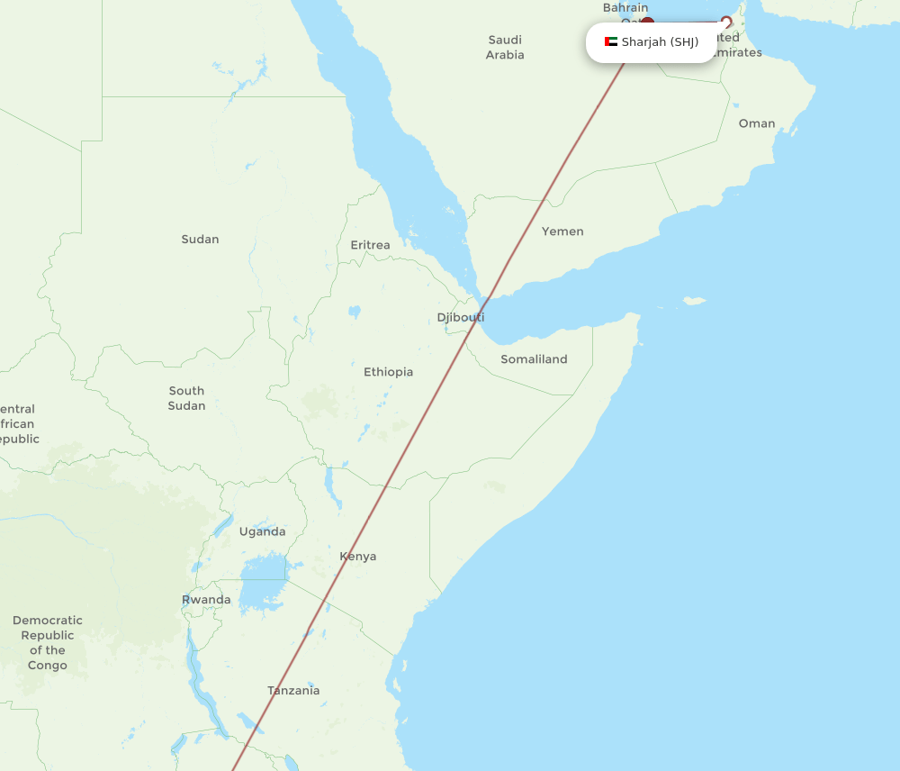 LUN-SHJ flight routes