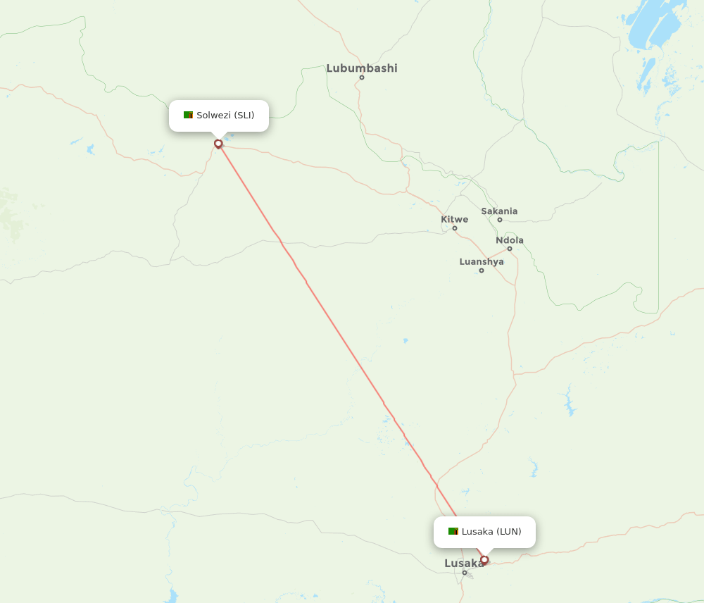 LUN to SLI flights and routes map