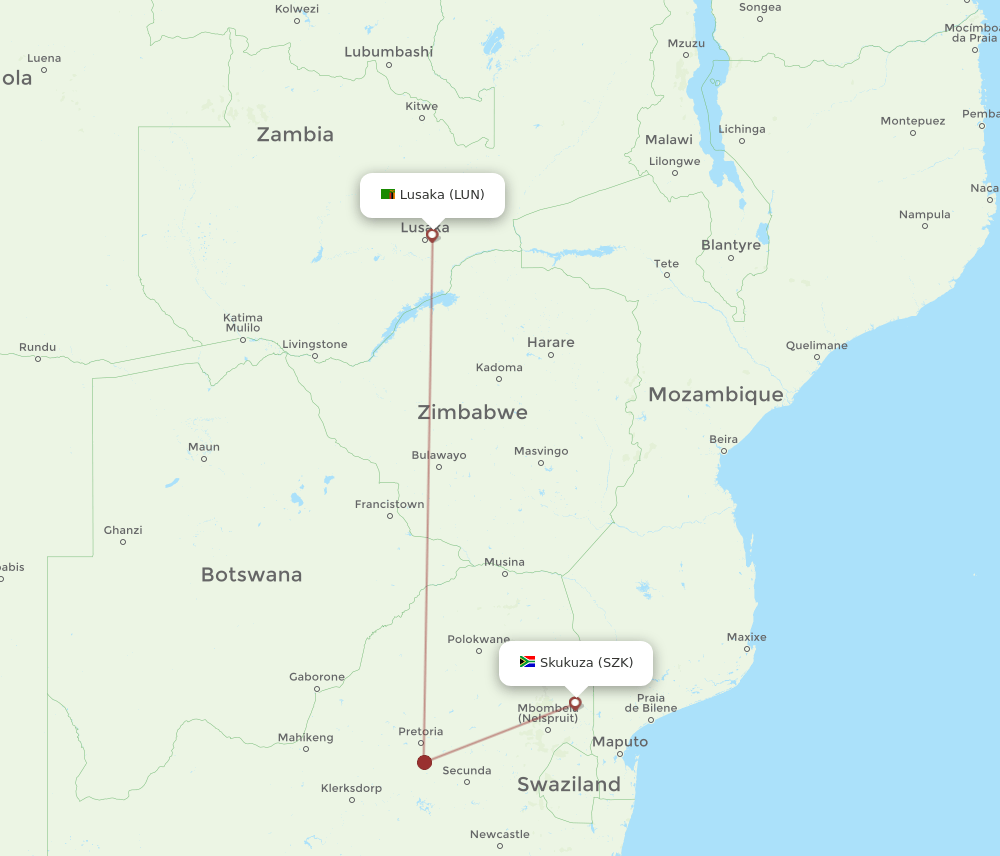 LUN-SZK flight routes