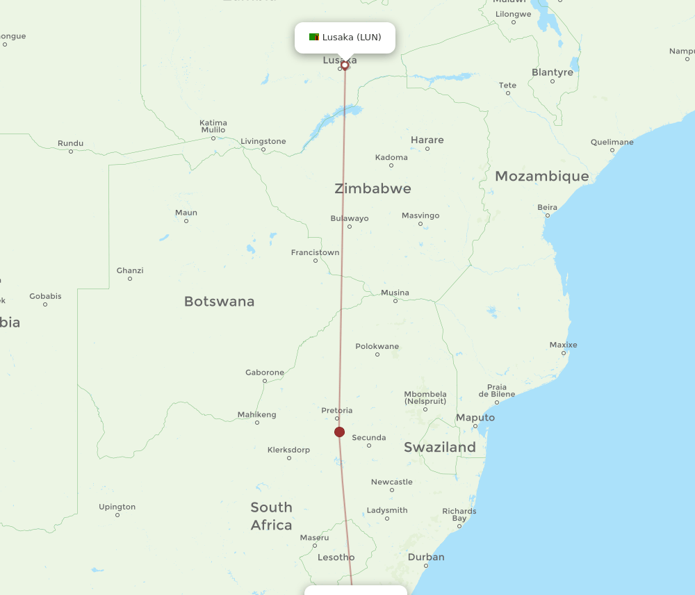LUN-UTT flight routes