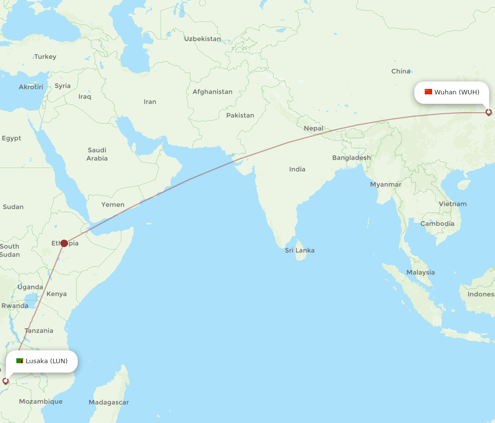 LUN-WUH flight routes