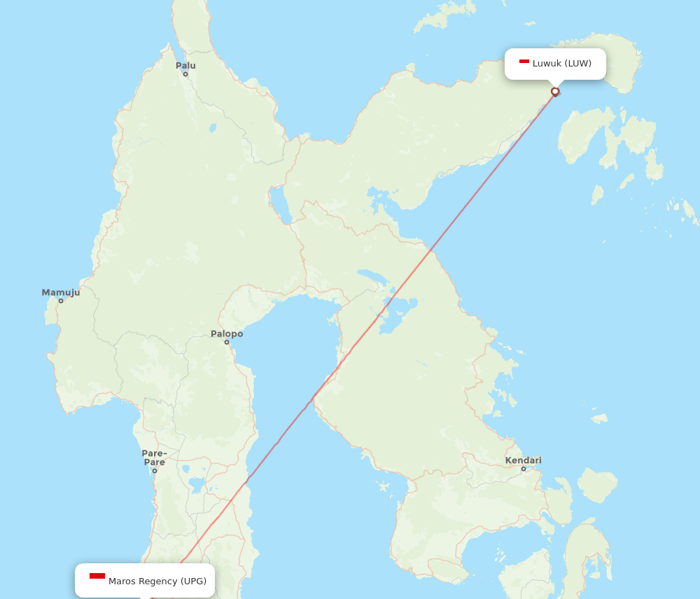 LUW to UPG flights and routes map